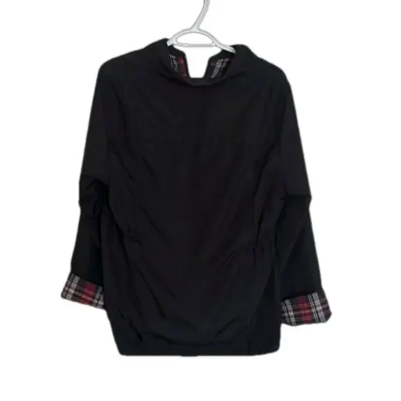 Haggar Petite Reversible Jacket Black / Tartan Women's Sz L Drawstring Waist - Picture 5 of 7